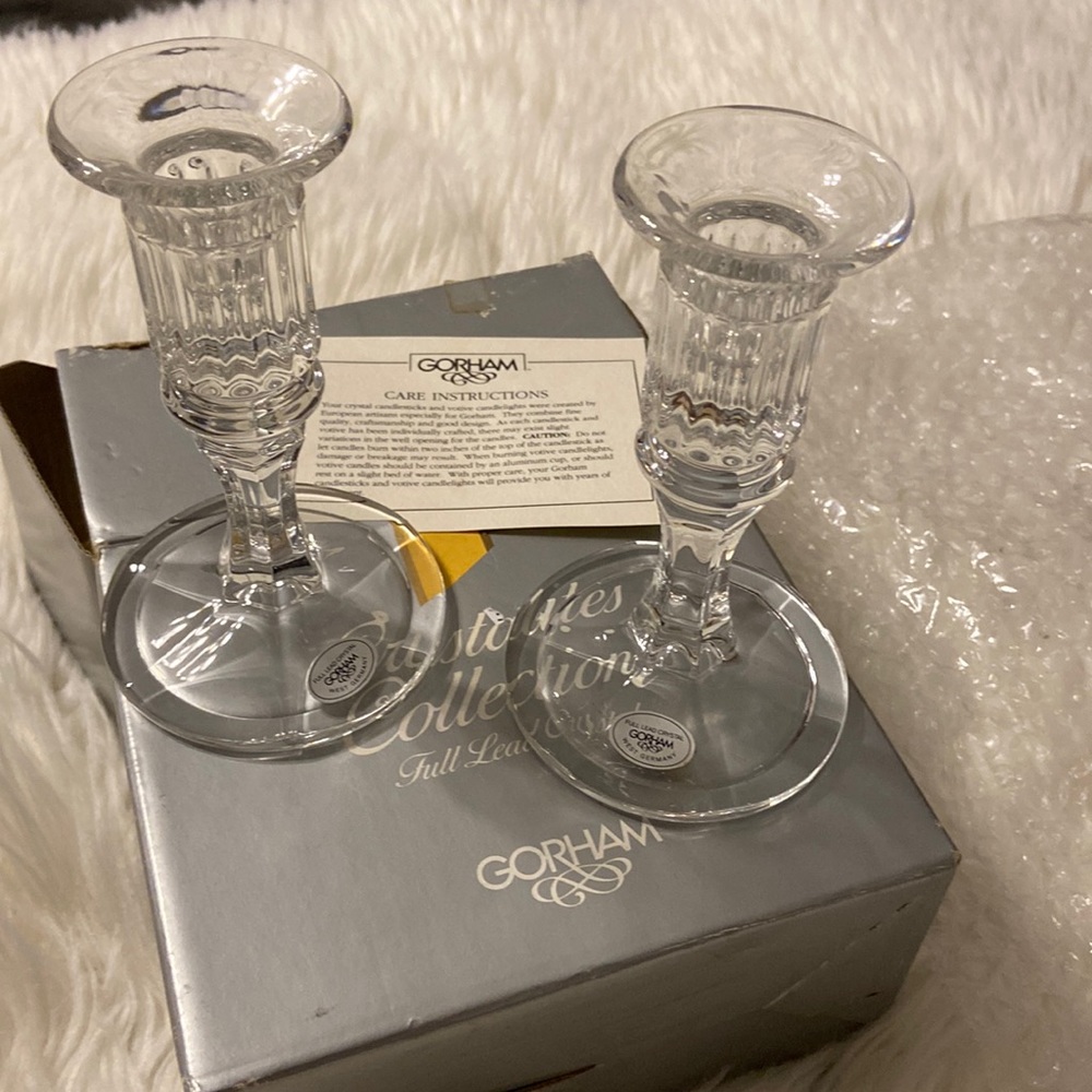 Gorham Original made in West Germany two Colonnade Tapers Full Lead Crystal